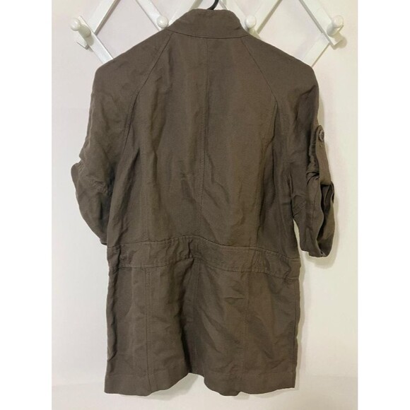 J. Jill Womens Short Roll Tab Sleeve Linen Jacket Size XS  Lagenlook Light Brown - Picture 4 of 11
